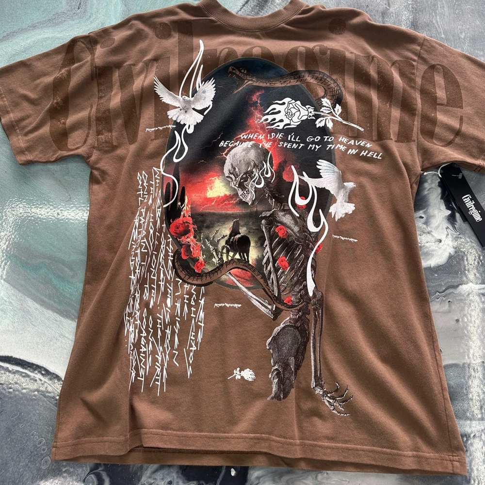 Civil Regime “Reap what you sow” V5 OVERSIZED TEE BROWN SIZE MEDIUM